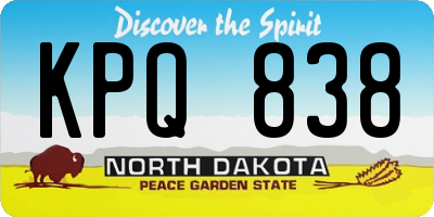 ND license plate KPQ838