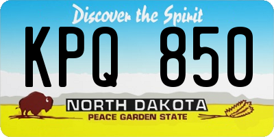 ND license plate KPQ850