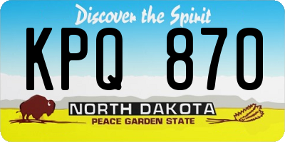 ND license plate KPQ870