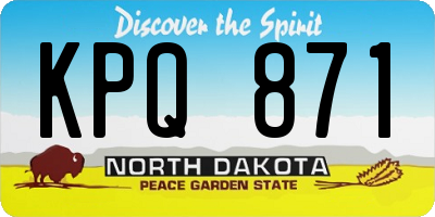ND license plate KPQ871