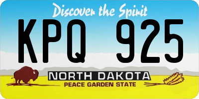 ND license plate KPQ925