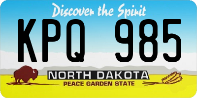 ND license plate KPQ985