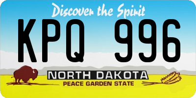 ND license plate KPQ996