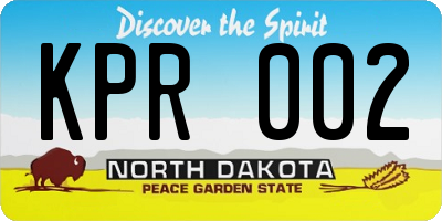 ND license plate KPR002
