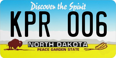 ND license plate KPR006