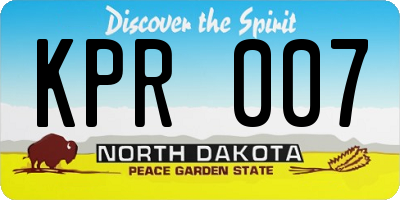 ND license plate KPR007