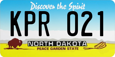 ND license plate KPR021