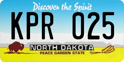 ND license plate KPR025