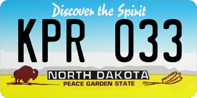 ND license plate KPR033