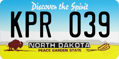 ND license plate KPR039