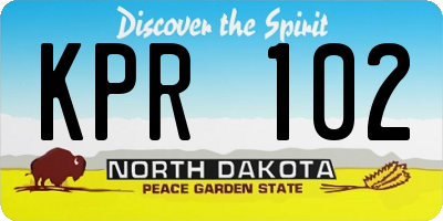ND license plate KPR102