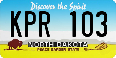 ND license plate KPR103