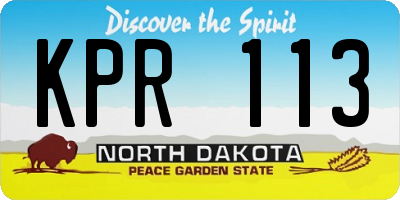 ND license plate KPR113