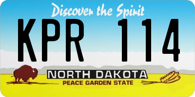 ND license plate KPR114