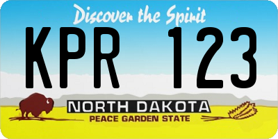 ND license plate KPR123