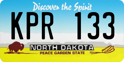 ND license plate KPR133