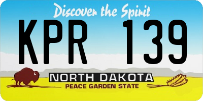 ND license plate KPR139