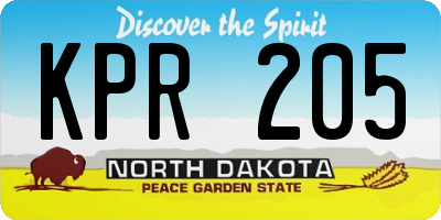 ND license plate KPR205