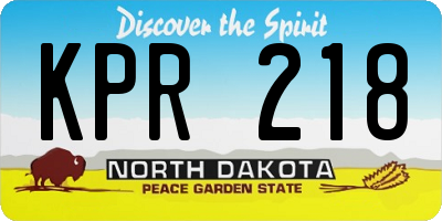 ND license plate KPR218