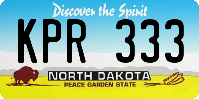 ND license plate KPR333