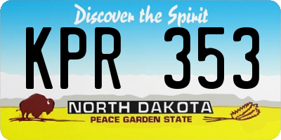ND license plate KPR353