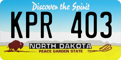 ND license plate KPR403