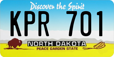 ND license plate KPR701
