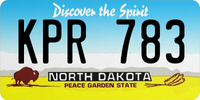 ND license plate KPR783