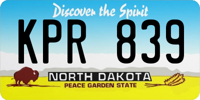 ND license plate KPR839