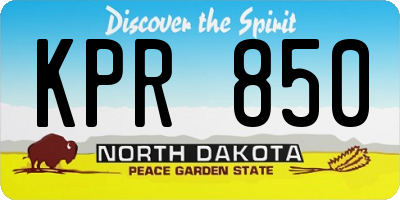 ND license plate KPR850