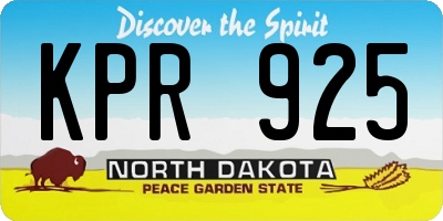 ND license plate KPR925