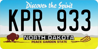 ND license plate KPR933