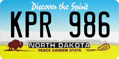 ND license plate KPR986
