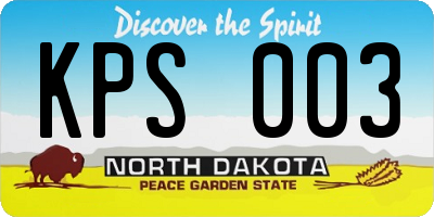 ND license plate KPS003