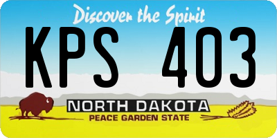 ND license plate KPS403