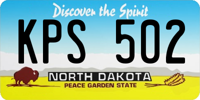 ND license plate KPS502