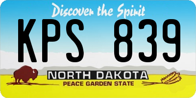 ND license plate KPS839