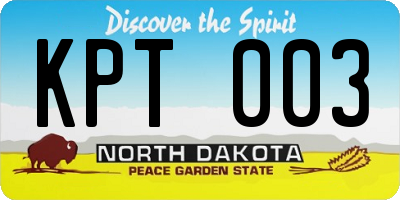 ND license plate KPT003