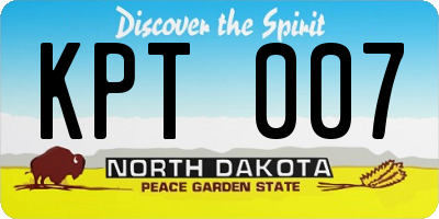 ND license plate KPT007