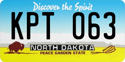 ND license plate KPT063