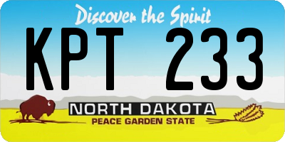 ND license plate KPT233