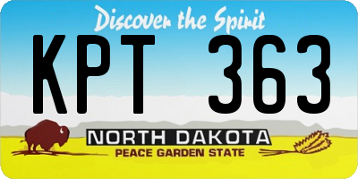 ND license plate KPT363