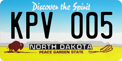 ND license plate KPV005