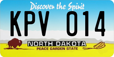ND license plate KPV014