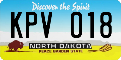 ND license plate KPV018