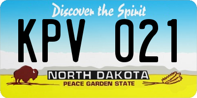 ND license plate KPV021