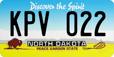 ND license plate KPV022
