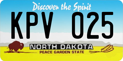 ND license plate KPV025