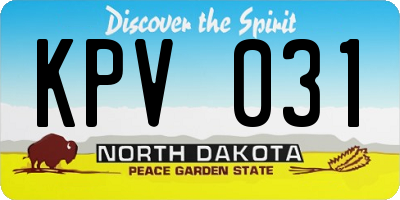 ND license plate KPV031