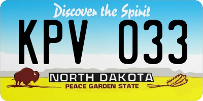 ND license plate KPV033